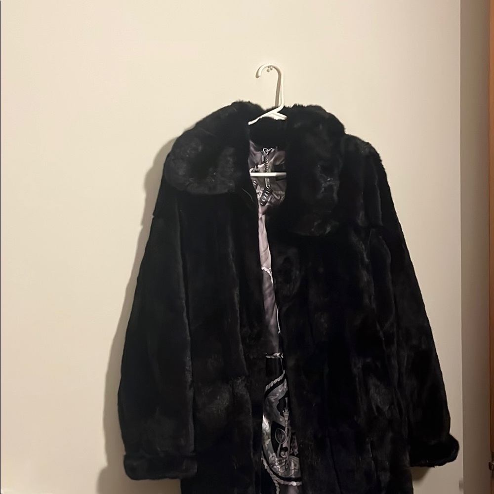 Dennis Basso Black Teddy Jacket Plush Faux Fur